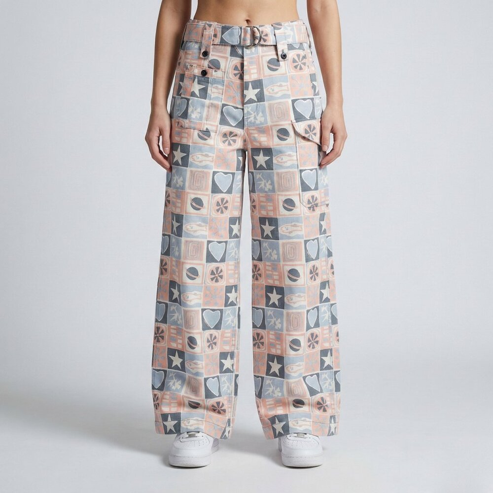 Miu Miu Resort 2017 Patchwork Wide Leg Jeans Rave 90s Size IT 36 US 0 NEW NWT